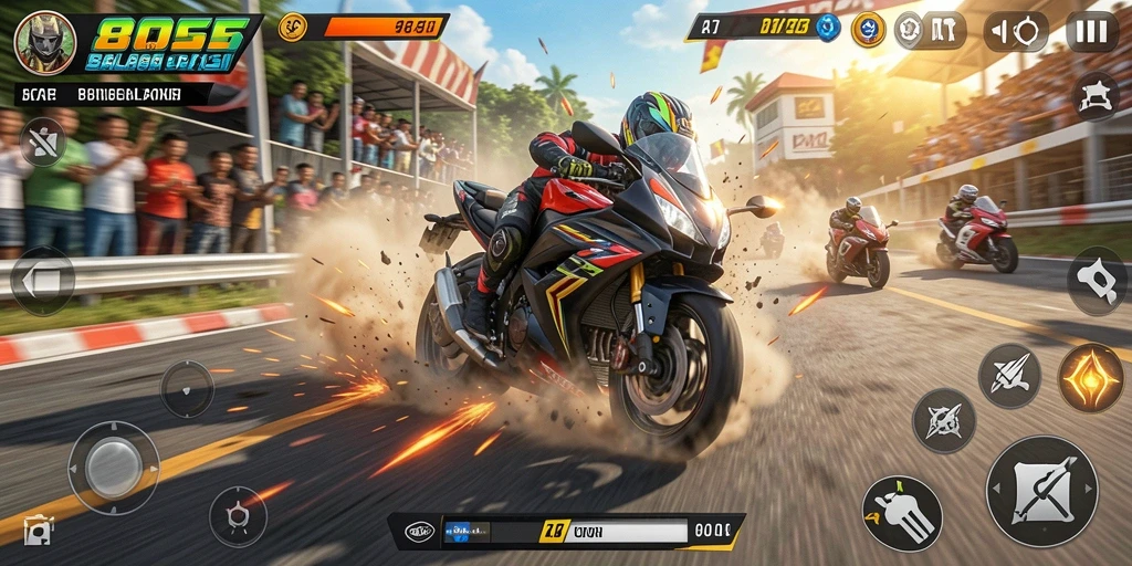 Tampilan seru dari balapan motor di 8055.