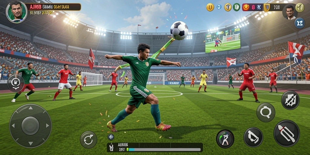 Tangkapan layar dari gameplay seru AJR88 yang menampilkan aksi olahraga.