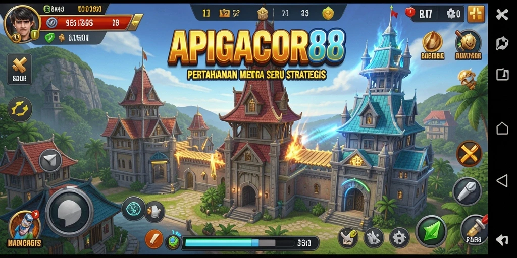 Tampilan gameplay menara pertahanan APIGACOR88 yang menegangkan dan strategis.