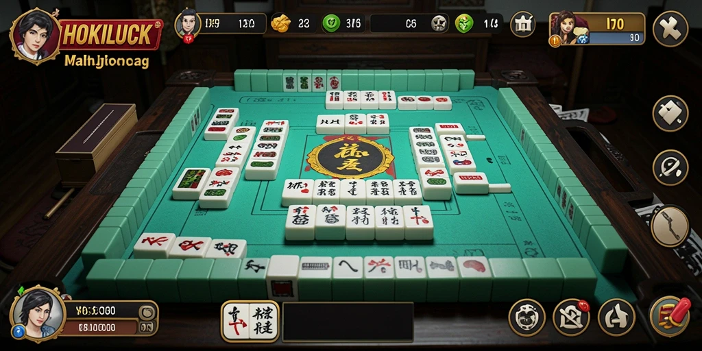 Screenshot HOKILUCK menampilkan gameplay Mahjong yang seru dan interaktif.
