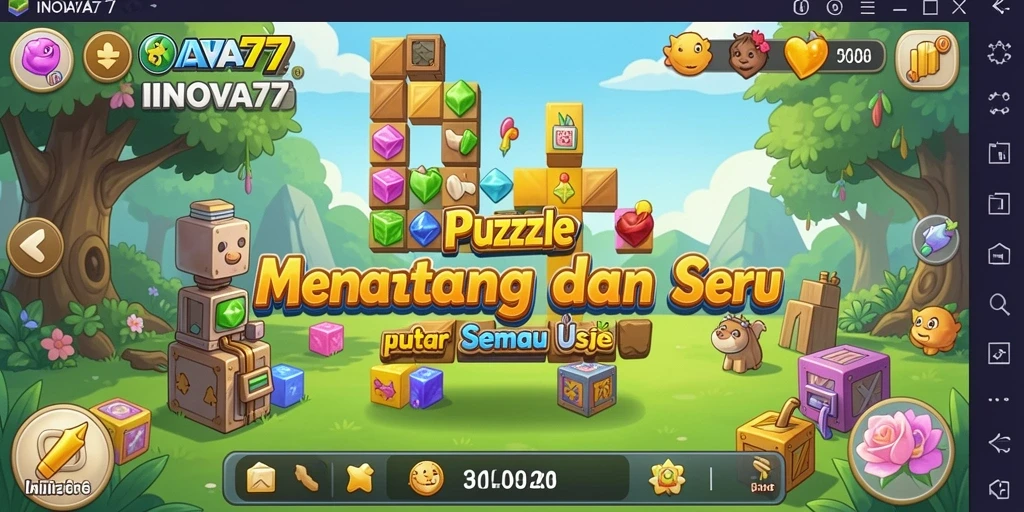 Tampilan gameplay INOVA77 yang menarik dan penuh warna.