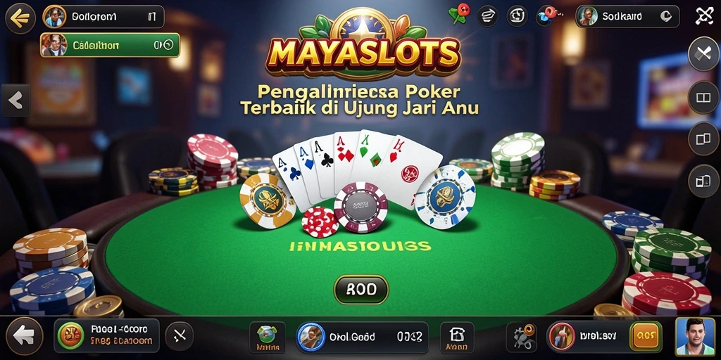 Screenshot utama MAYASLOTS menampilkan gameplay Poker yang dinamis dan menarik.
