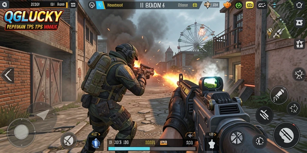 Tampilan menakjubkan dari gameplay QGLUCKY dalam pertempuran TPS.