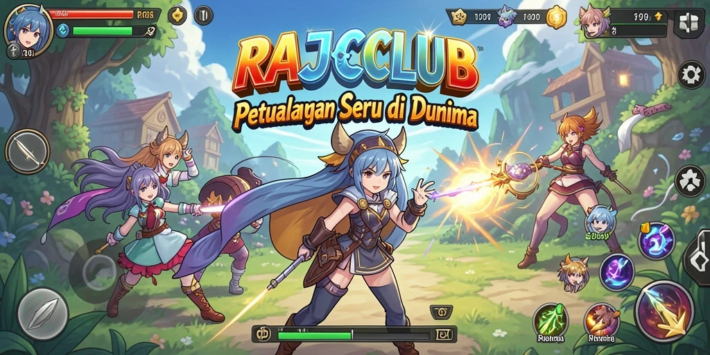 Tangkapan layar menunjukkan pertempuran menarik dalam gameplay RAJACLUB.
