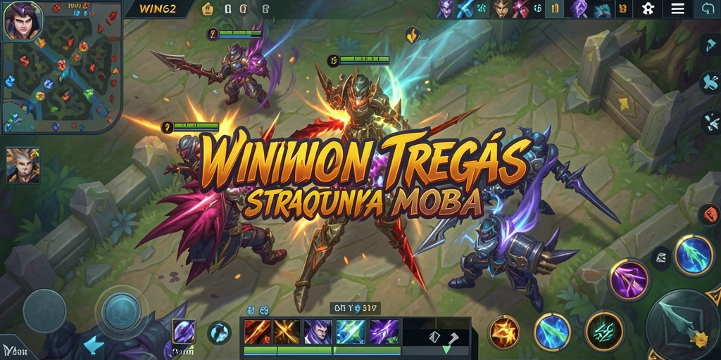 Tangkapan layar dari aksi intens gameplay WIN62 dalam pertempuran MOBA.